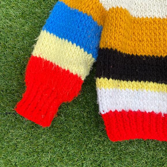 Baby Shawl Collar Knit Vintage 1950's Multicolor Sweater - Picture 4 of 5